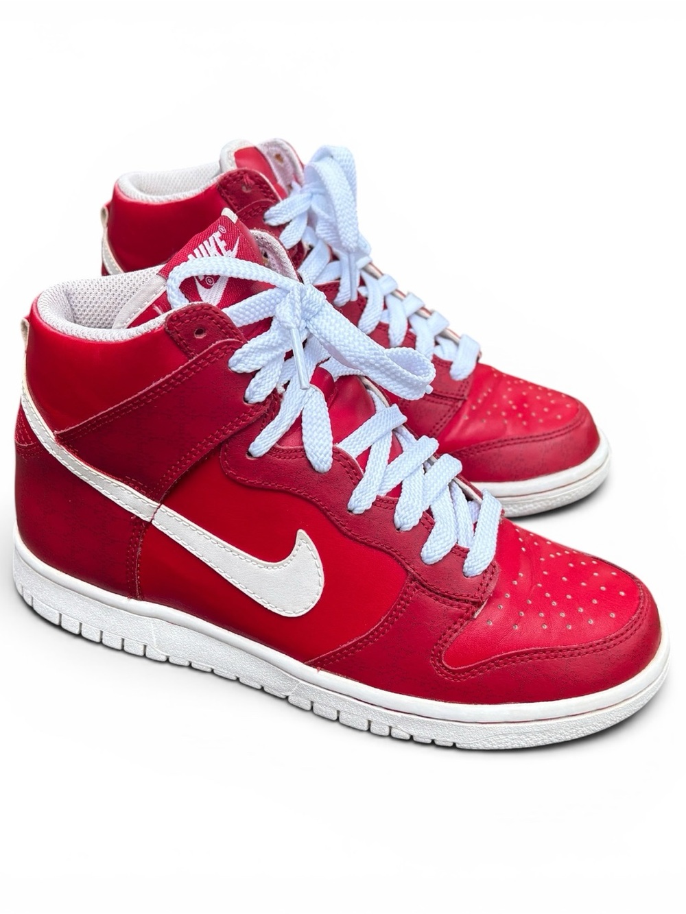 Nike Red and White High-Top Sneakers